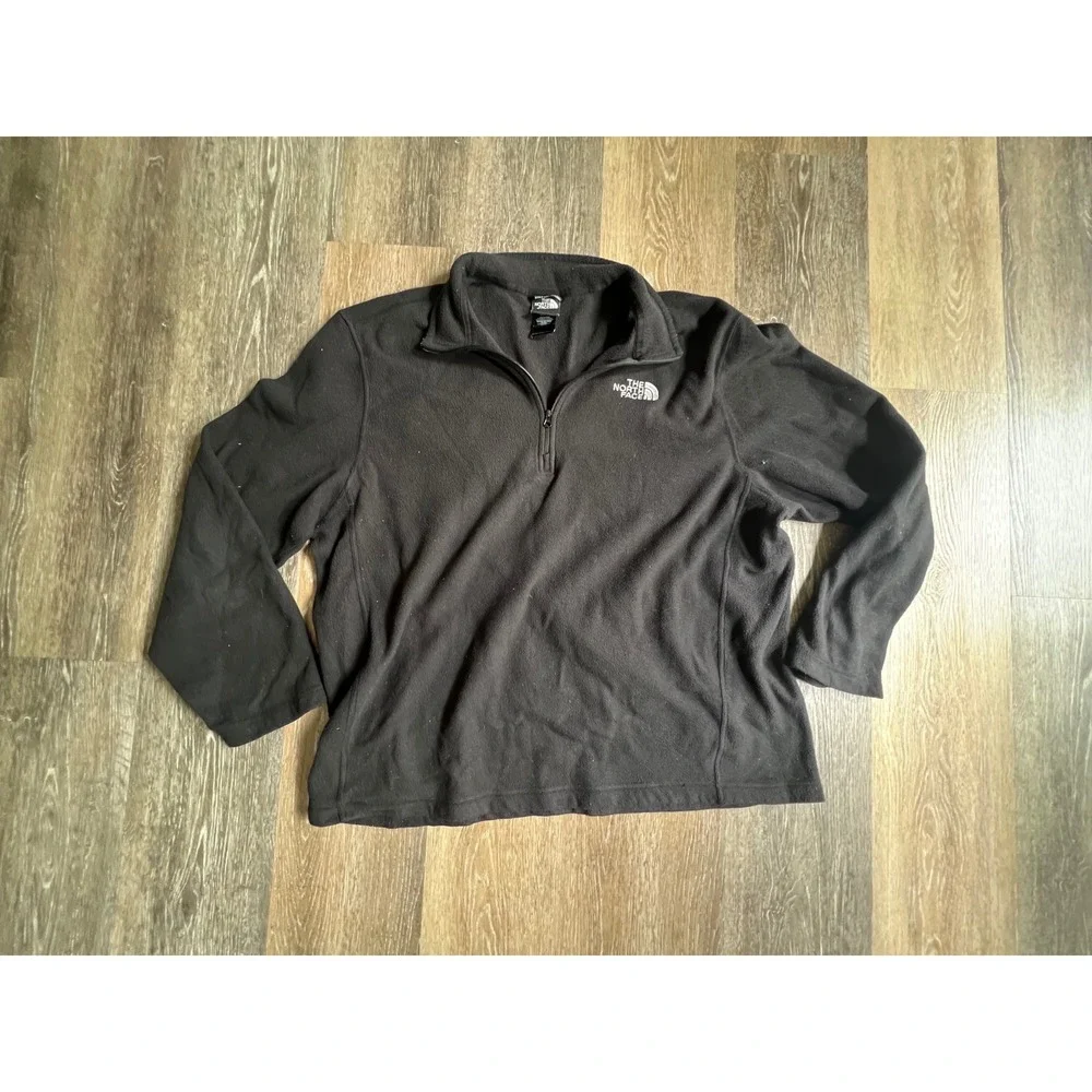 The North Face Quarter‎ Zip Pullover Mens XL Black Fleece Mid Layer Jacket